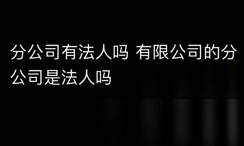 分公司有法人吗 有限公司的分公司是法人吗