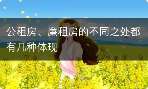 公租房、廉租房的不同之处都有几种体现