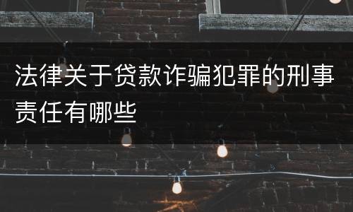 法律关于贷款诈骗犯罪的刑事责任有哪些