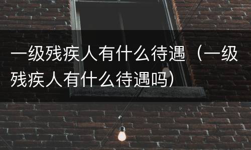 一级残疾人有什么待遇（一级残疾人有什么待遇吗）
