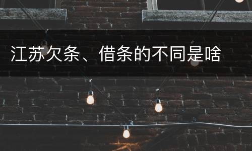 江苏欠条、借条的不同是啥