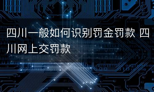 四川一般如何识别罚金罚款 四川网上交罚款
