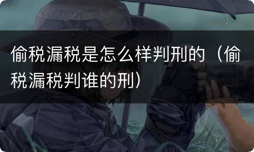 偷税漏税是怎么样判刑的（偷税漏税判谁的刑）