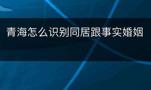 青海怎么识别同居跟事实婚姻
