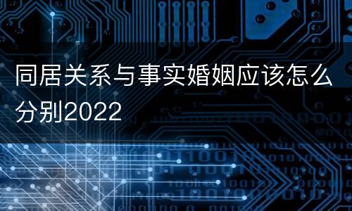 同居关系与事实婚姻应该怎么分别2022