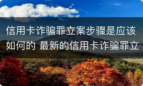 信用卡诈骗罪立案步骤是应该如何的 最新的信用卡诈骗罪立案量刑标准