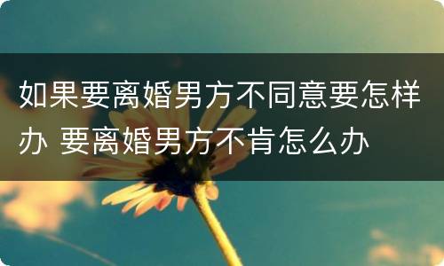如果要离婚男方不同意要怎样办 要离婚男方不肯怎么办