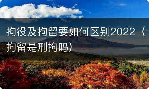 拘役及拘留要如何区别2022（拘留是刑拘吗）