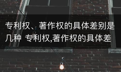 专利权、著作权的具体差别是几种 专利权,著作权的具体差别是几种形式