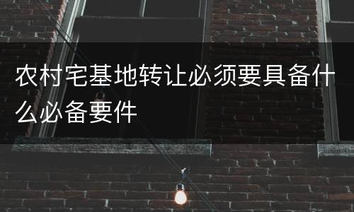 农村宅基地转让必须要具备什么必备要件