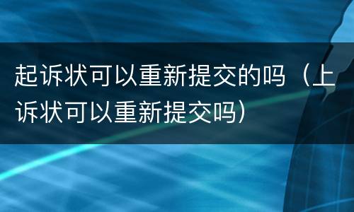 起诉状可以重新提交的吗（上诉状可以重新提交吗）