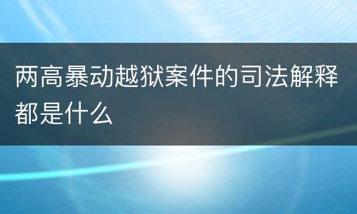 两高暴动越狱案件的司法解释都是什么