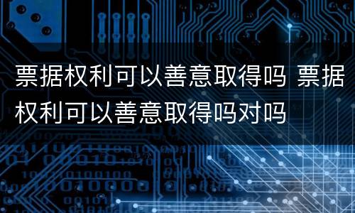 票据权利可以善意取得吗 票据权利可以善意取得吗对吗