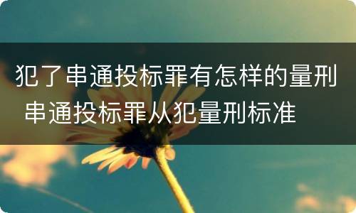 犯了串通投标罪有怎样的量刑 串通投标罪从犯量刑标准