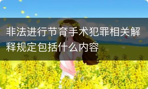 非法进行节育手术犯罪相关解释规定包括什么内容