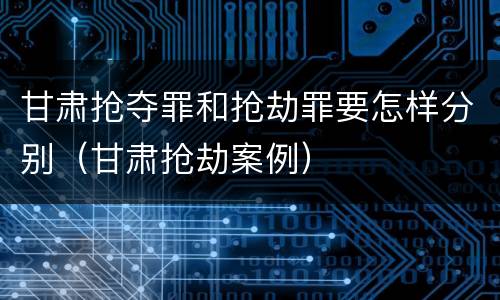 甘肃抢夺罪和抢劫罪要怎样分别（甘肃抢劫案例）