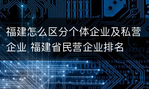 福建怎么区分个体企业及私营企业 福建省民营企业排名