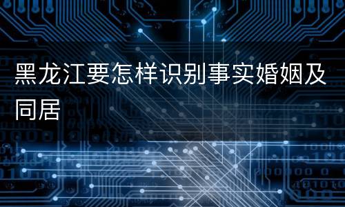 黑龙江要怎样识别事实婚姻及同居