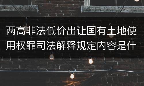 两高非法低价出让国有土地使用权罪司法解释规定内容是什么