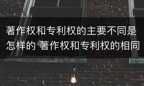 著作权和专利权的主要不同是怎样的 著作权和专利权的相同