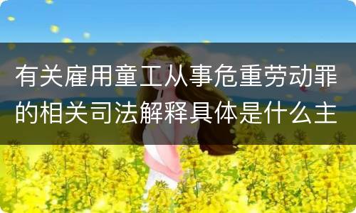 有关雇用童工从事危重劳动罪的相关司法解释具体是什么主要内容