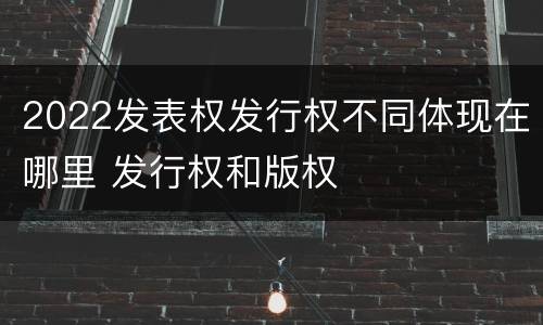 2022发表权发行权不同体现在哪里 发行权和版权