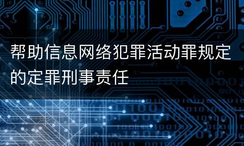 帮助信息网络犯罪活动罪规定的定罪刑事责任