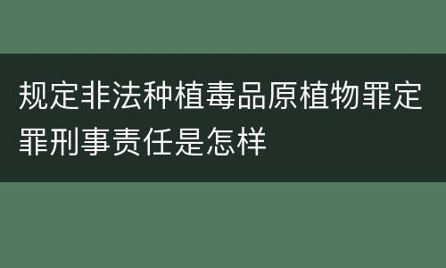 规定非法种植毒品原植物罪定罪刑事责任是怎样