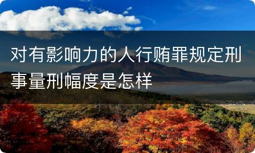 对有影响力的人行贿罪规定刑事量刑幅度是怎样