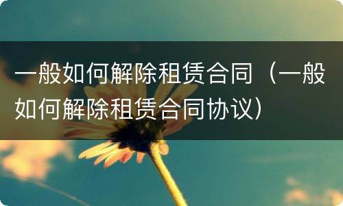 一般如何解除租赁合同（一般如何解除租赁合同协议）