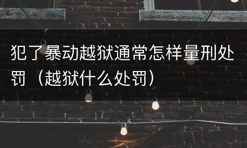 犯了暴动越狱通常怎样量刑处罚（越狱什么处罚）