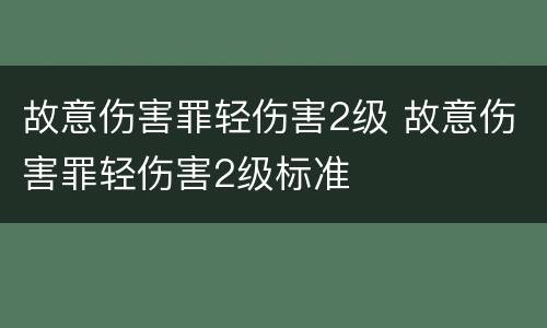 故意伤害罪轻伤害2级 故意伤害罪轻伤害2级标准