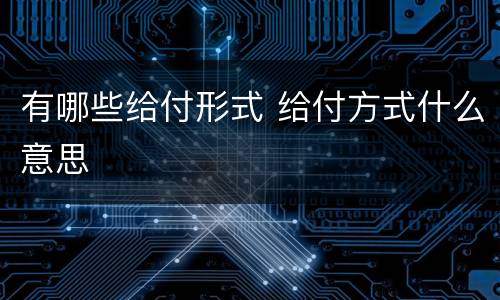 有哪些给付形式 给付方式什么意思