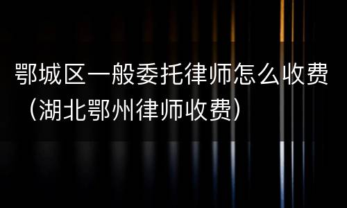 鄂城区一般委托律师怎么收费（湖北鄂州律师收费）