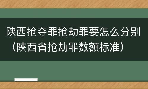 陕西抢夺罪抢劫罪要怎么分别（陕西省抢劫罪数额标准）