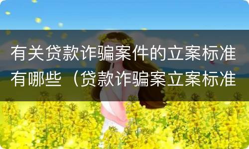 有关贷款诈骗案件的立案标准有哪些（贷款诈骗案立案标准是什么）