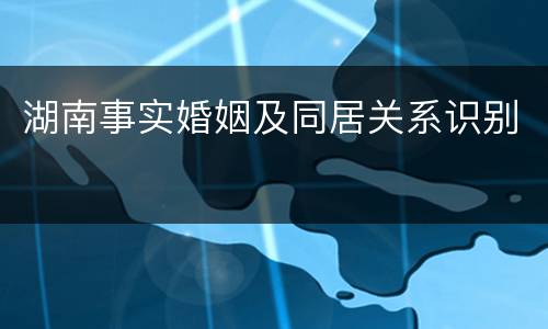 湖南事实婚姻及同居关系识别