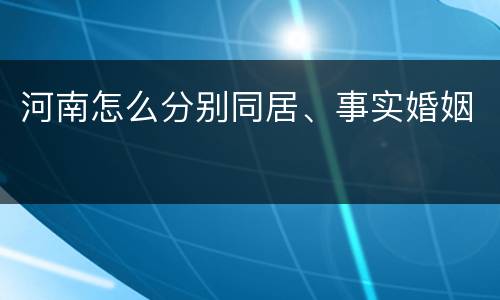 河南怎么分别同居、事实婚姻
