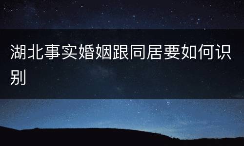 湖北事实婚姻跟同居要如何识别