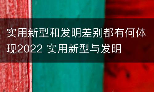 实用新型和发明差别都有何体现2022 实用新型与发明
