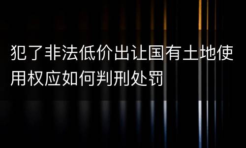 犯了非法低价出让国有土地使用权应如何判刑处罚