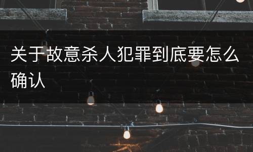 关于故意杀人犯罪到底要怎么确认