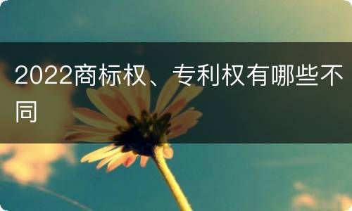 2022商标权、专利权有哪些不同
