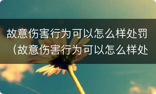 故意伤害行为可以怎么样处罚（故意伤害行为可以怎么样处罚呢）