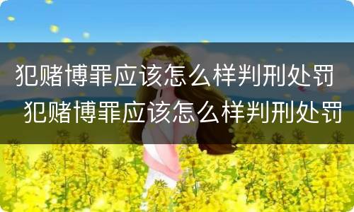 犯赌博罪应该怎么样判刑处罚 犯赌博罪应该怎么样判刑处罚多少