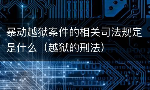 暴动越狱案件的相关司法规定是什么（越狱的刑法）