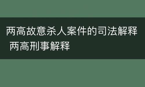 两高故意杀人案件的司法解释 两高刑事解释