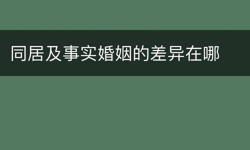 同居及事实婚姻的差异在哪