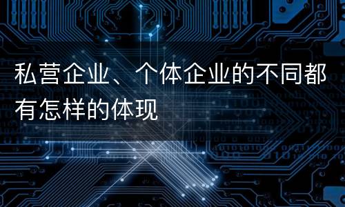 私营企业、个体企业的不同都有怎样的体现
