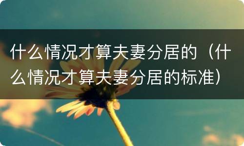什么情况才算夫妻分居的（什么情况才算夫妻分居的标准）